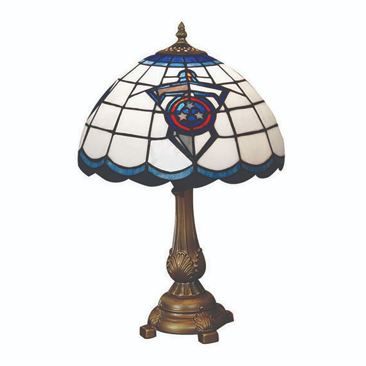 The Memory Company 19.5" Blue and Ivory NFL Tennessee Titans Tiffany Table Lamp